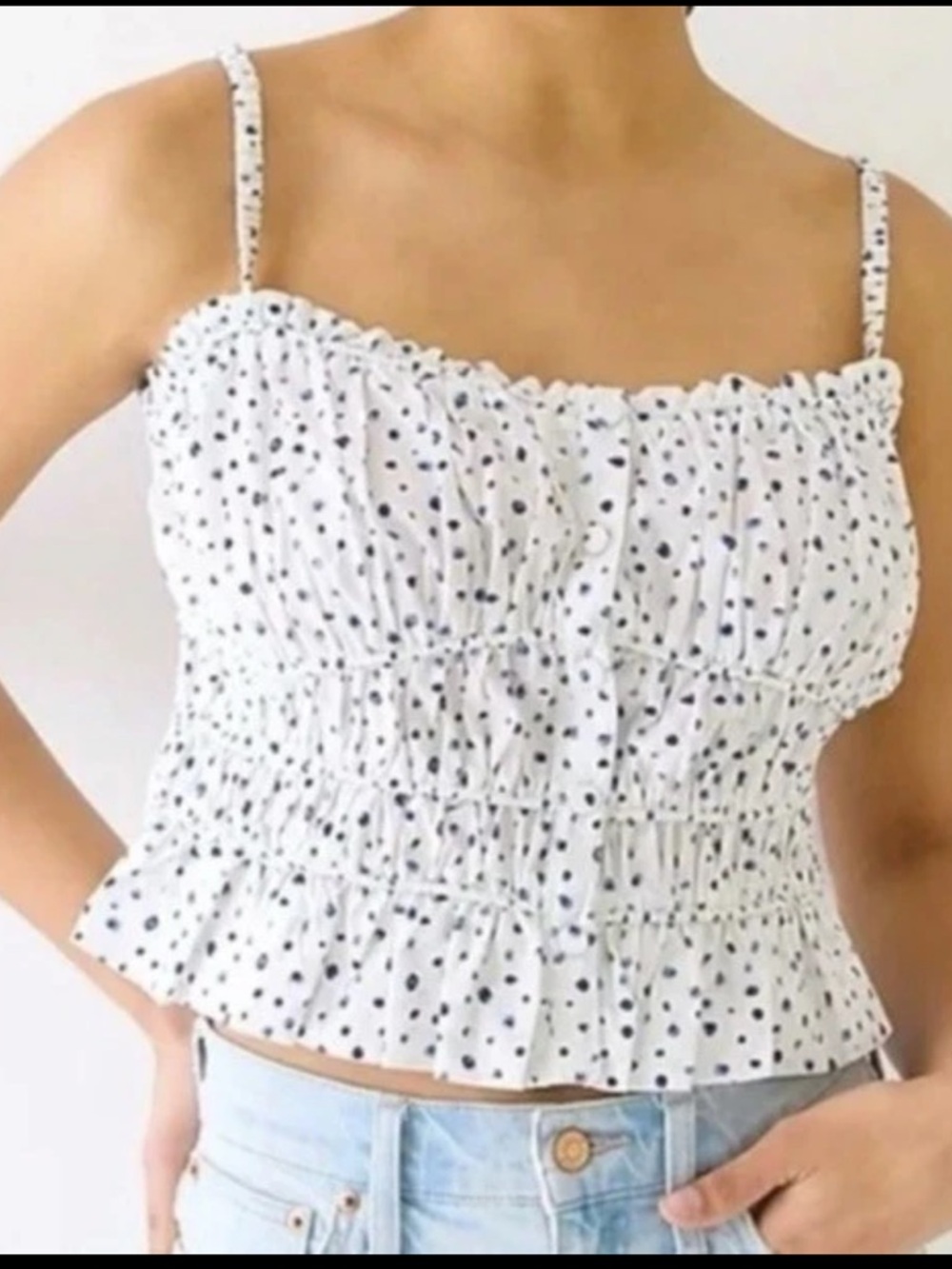 J.Crew cinched-waist cotton poplin tank top in dot size XS